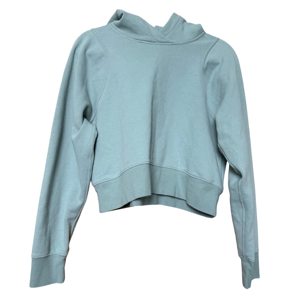 Lululemon Loungeful Cropped Hoodie Silver Blue Pullover Sweatshirt LW3FF4S Sz 8